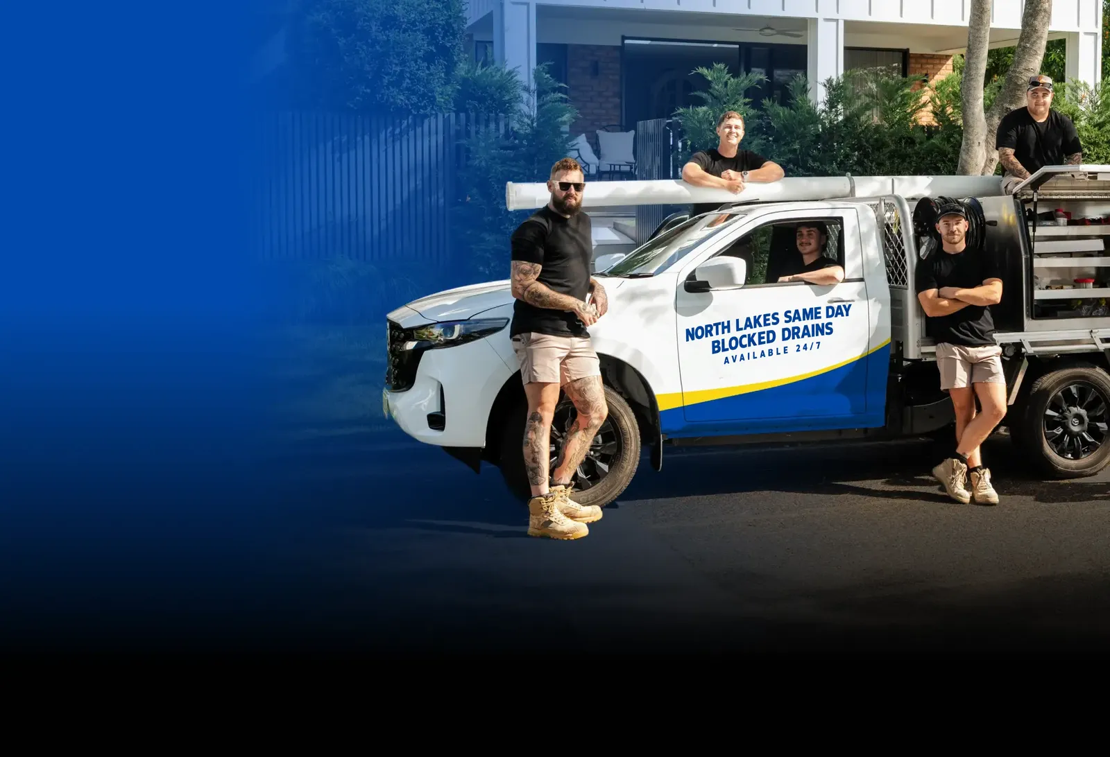 North Lakes Same Day Blocked Drains team with the ute
